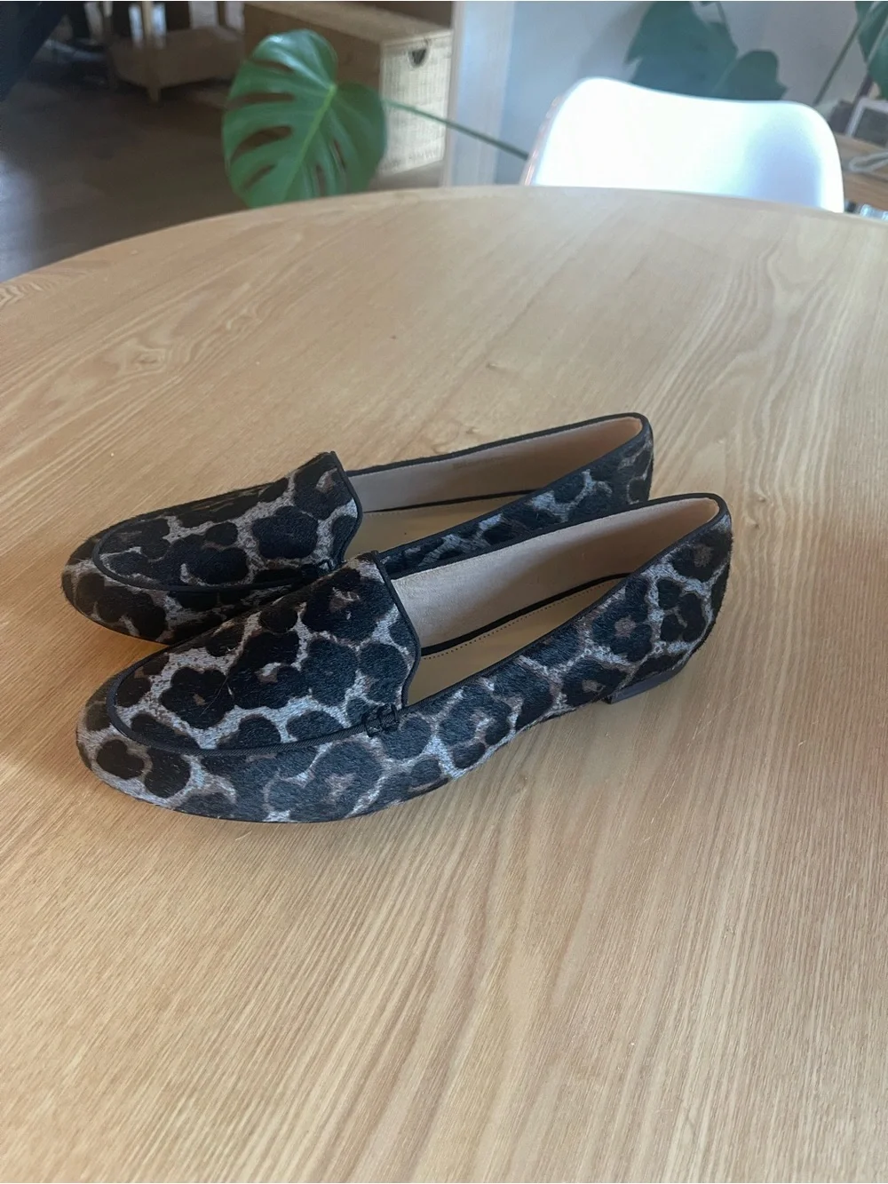 Talbots RYAN LOAFERS - GREY LEOPARD CALF HAIR 8.5M NEW